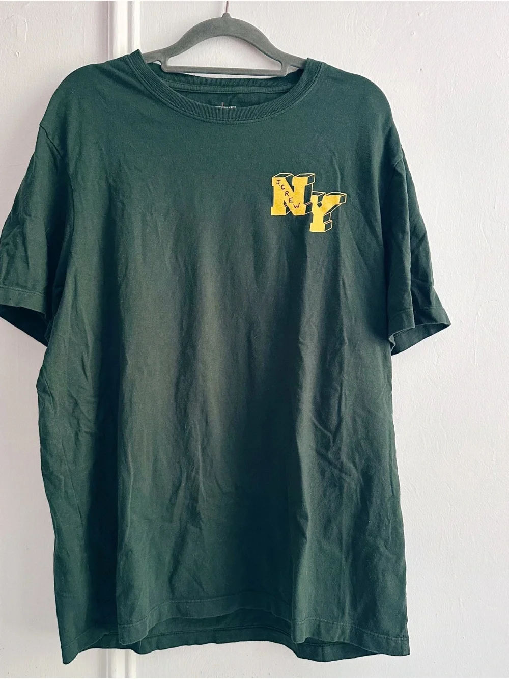 J Crew Mens Dark Green NY Graphic Tee New York Large Retro Vintage vibes